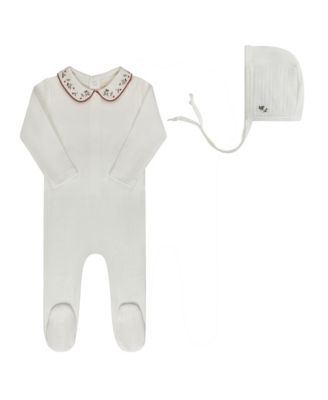  Unisex Embroidered Collar Collection Footie + Bonnet - Baby
