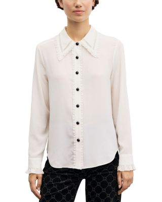 Loren Silk Lace Trim Blouse