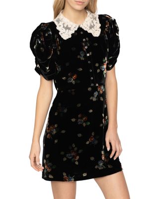 Leda Velvet Puff Sleeve Mini Dress