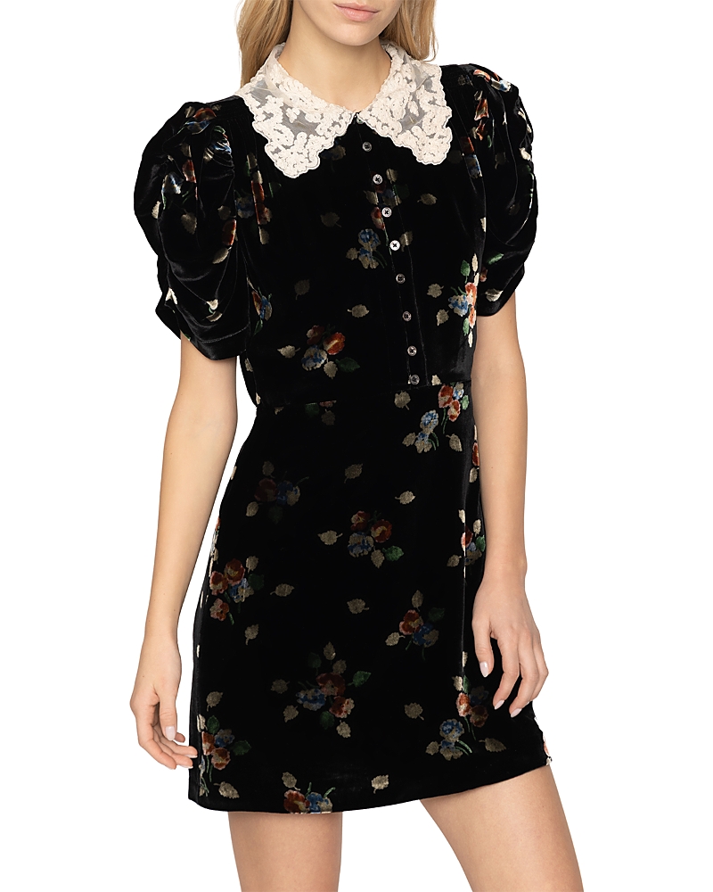 Sea Leda Velvet Puff Sleeve Mini Dress