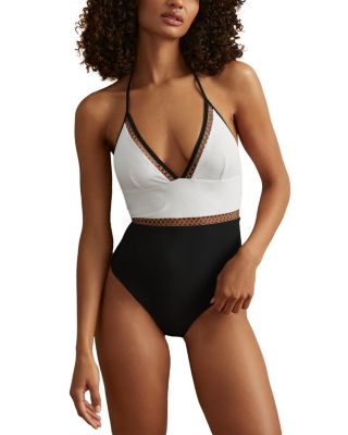 Lattice Trim Colorblocked Swimsuit