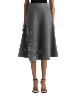 Wool Embellished Knit Skirt