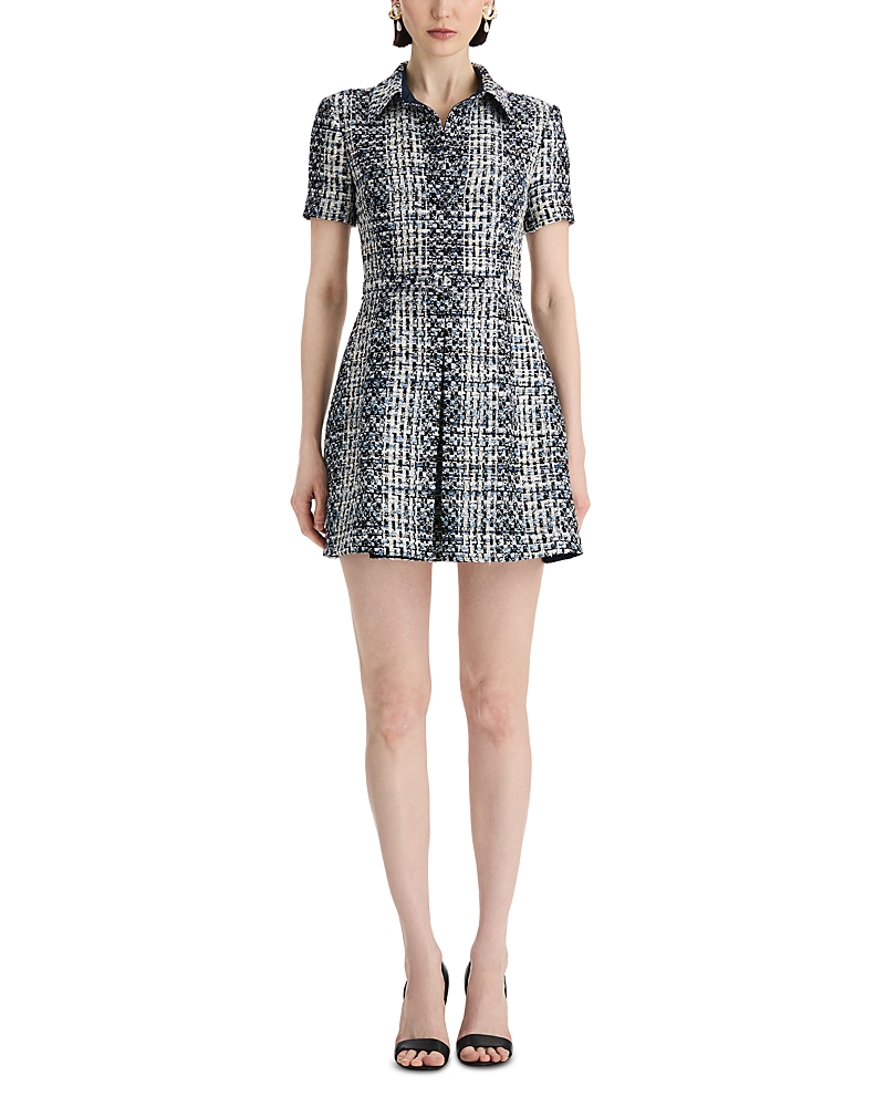 Oscar de la Renta Collared Slubby Tweed Dress