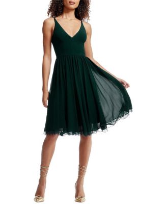  Alicia V-Neck Lace Trim Midi Dress