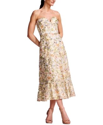  Carina Strapless Sweetheart Floral Bustier Dress
