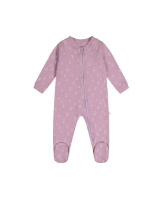  Girls' Floral Organic Cotton Front Zipper Footed One Piece Pajama - Baby