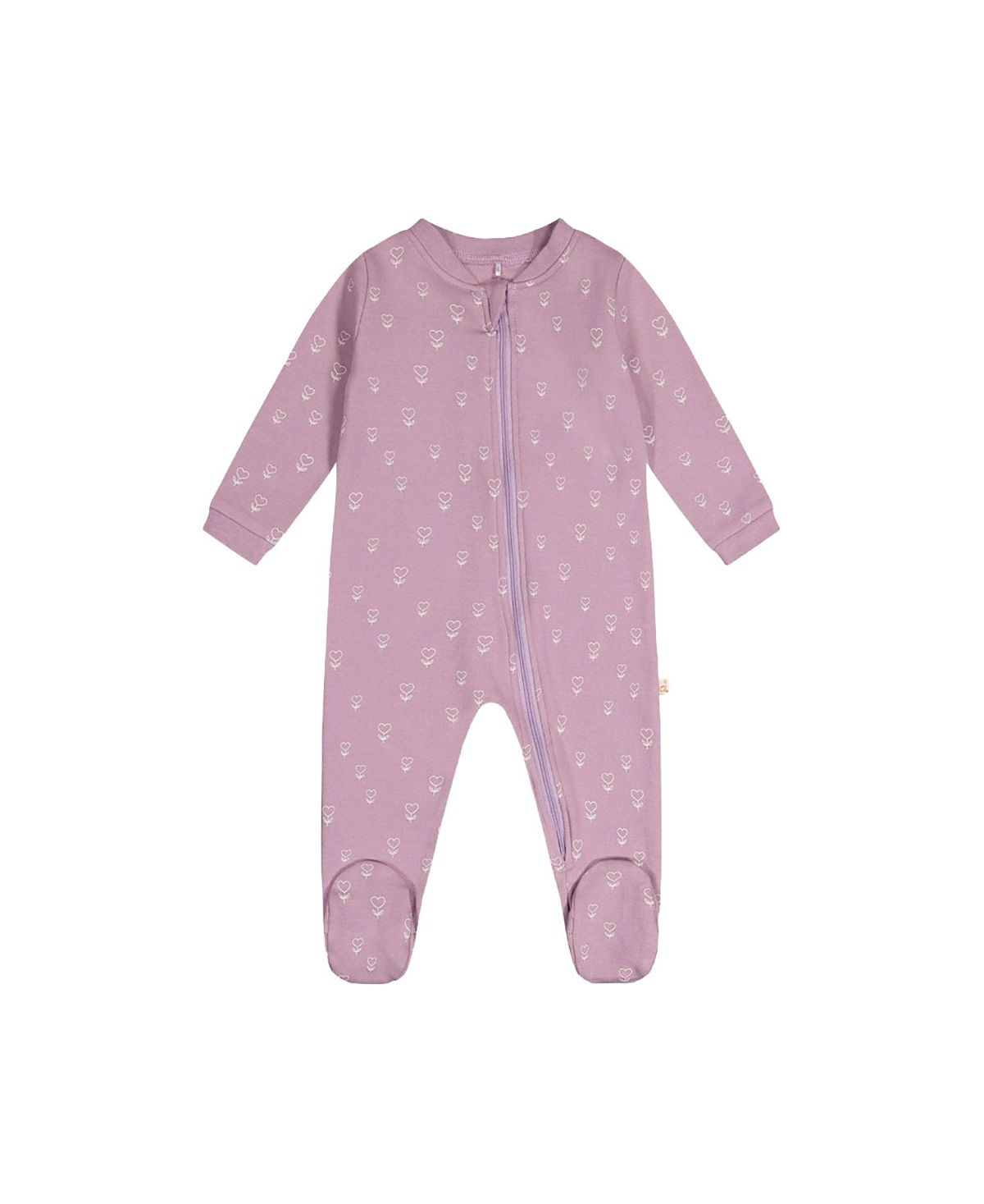 Deux par Deux Girls' Floral Organic Cotton Front Zipper Footed One Piece Pajama - Baby