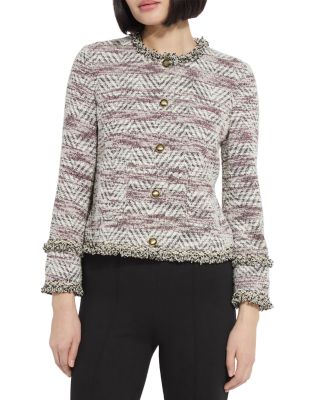 Cleo Tweed Fringe Trim Jacket