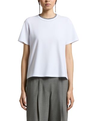 Stretch Cotton Jersey Crewneck Tee