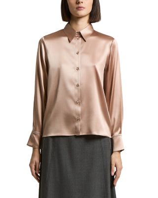 Woman Shirt in Stretch Shiny Silk Satin