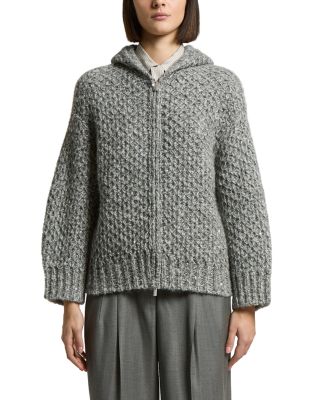 Alpaca Blend Hooded Zip Sweater