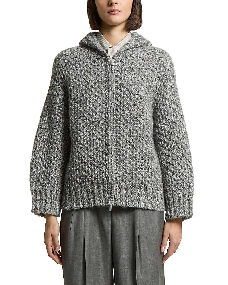 Peserico Alpaca Blend Hooded Zip Sweater