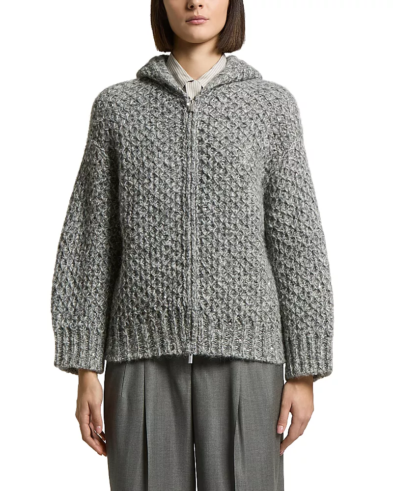 Peserico Alpaca Blend Hooded Zip Sweater