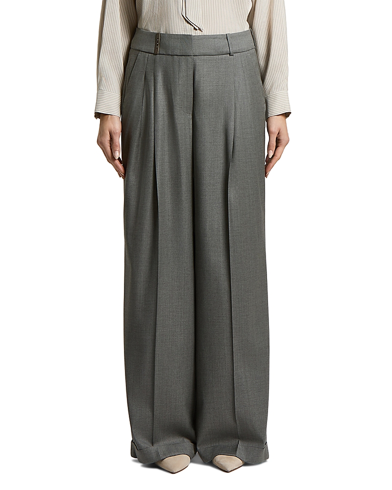 Peserico Woman Pants in Shiny Viscose Wool Stretch Twill