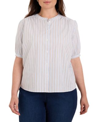 Plus Eton Stripe Short Sleeve Shirt