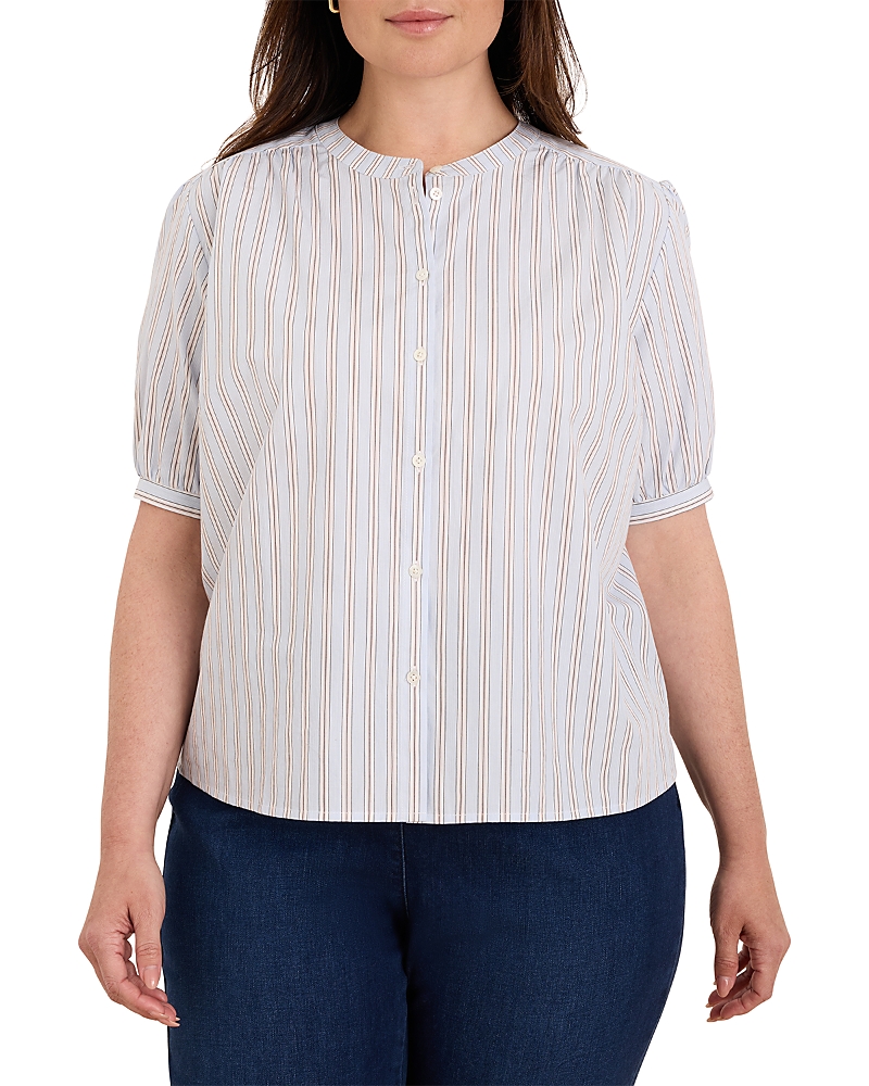 Nic+Zoe Plus Eton Stripe Short Sleeve Shirt