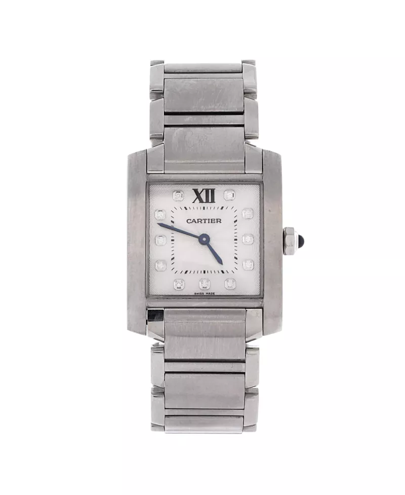 Pre-Owned Cartier Tank Francaise Quartz Watch in Stainless Steel with Diamond Markers 25mm