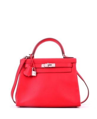 Kelly 28 Handbag Verso Evercolor with Palladium Hardware