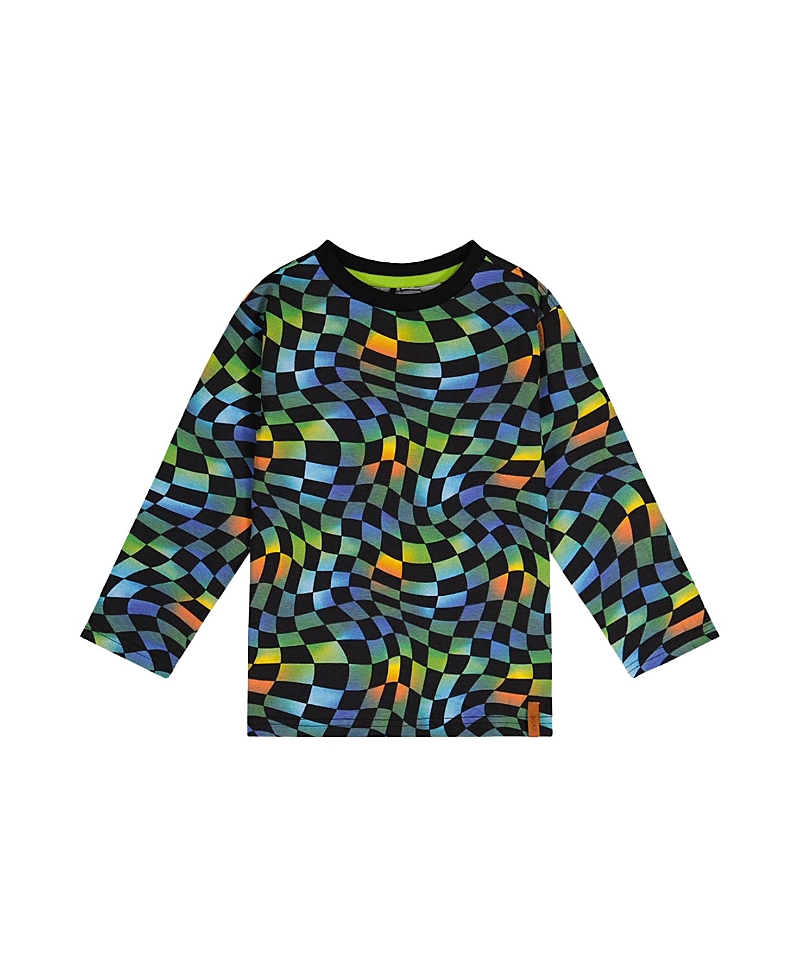 Deux par Deux Boys' Organic Cotton Checkered Crew Neck Long Sleeve T-Shirt - Little Kid
