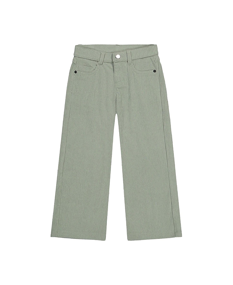 Deux par Deux Girls' Stretch Corduroy 5-Pocket Button Fly Wide Leg Pants - Big Kid