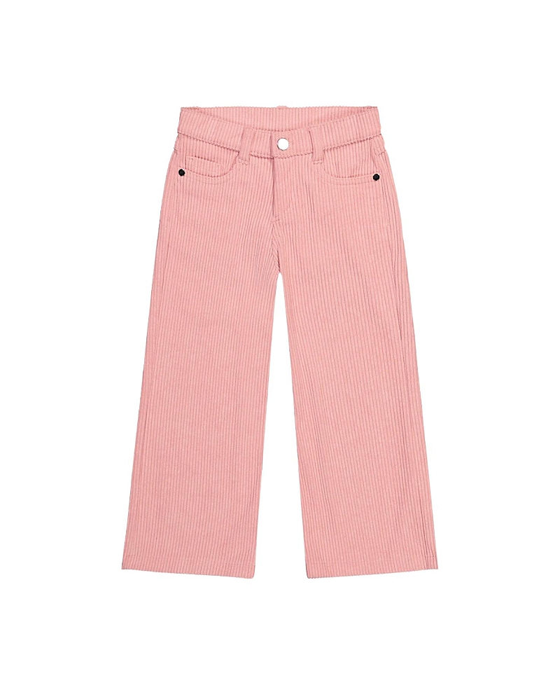 Deux par Deux Girls' Stretch Corduroy 5-Pocket Button Fly Wide Leg Pants - Big Kid
