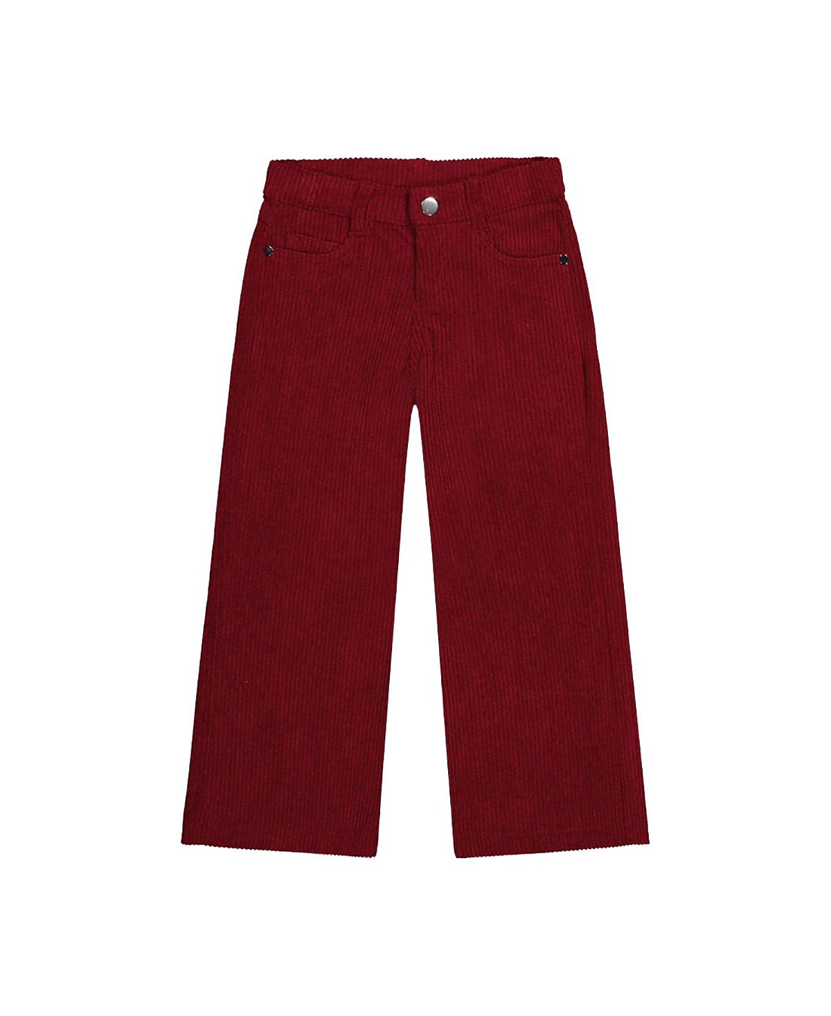 Deux par Deux Girls' Stretch Corduroy 5-Pocket Button Fly Wide Leg Pants - Big Kid