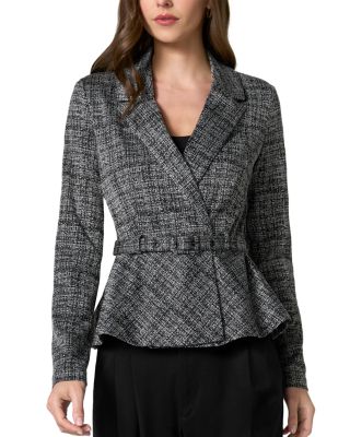 Belted Peplum Tweed Blazer
