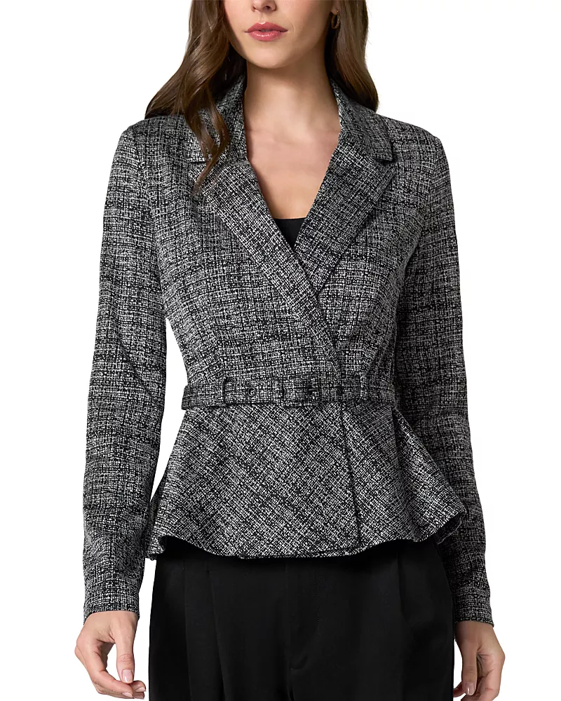 Liverpool Los Angeles Belted Peplum Tweed Blazer