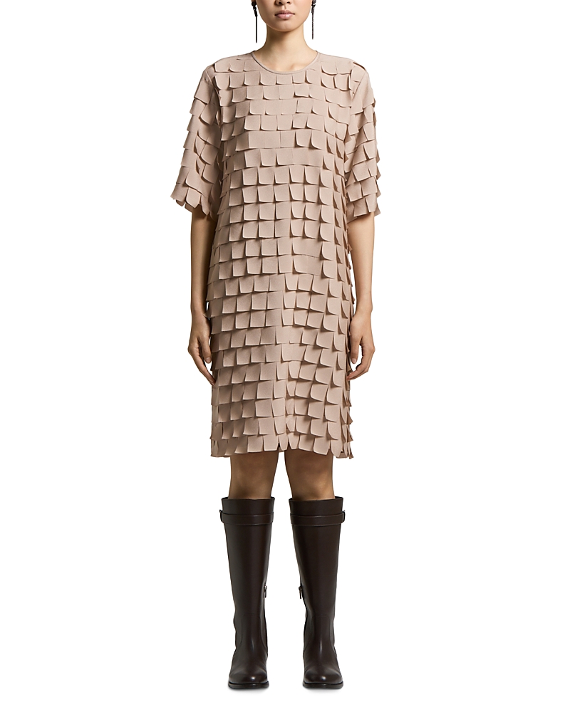 Peserico Woman Dress in Embroidered Fringed Chiffon