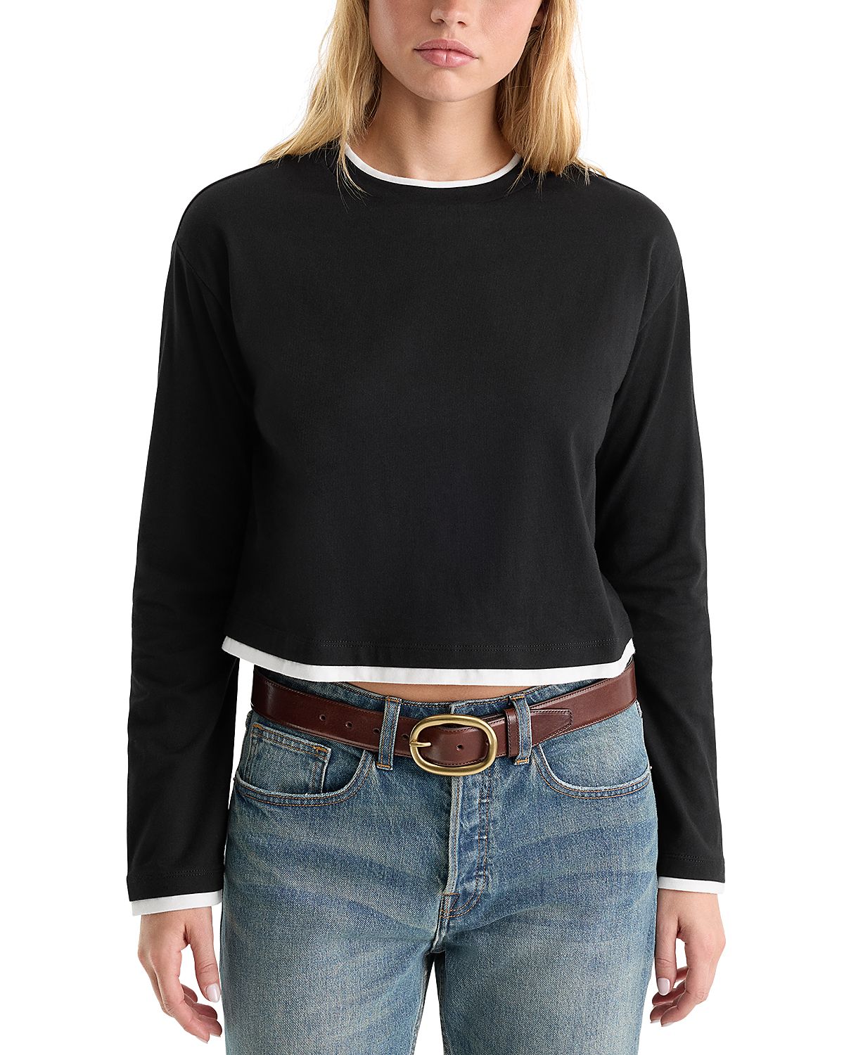 Good American Cropped Layered Look Top