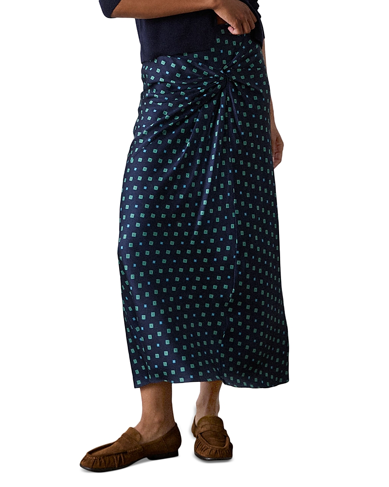 Whistles Diamond Geo print Twist Midi Skirt