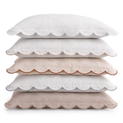 Kelly Linen Scalloped Throw Pillow, 14" x 24"