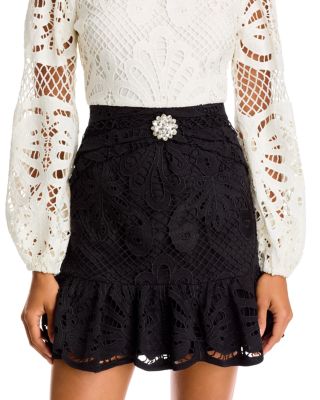 Contrast Lace Long Sleeve Mini Dress - Exclusive - thumbnail 3