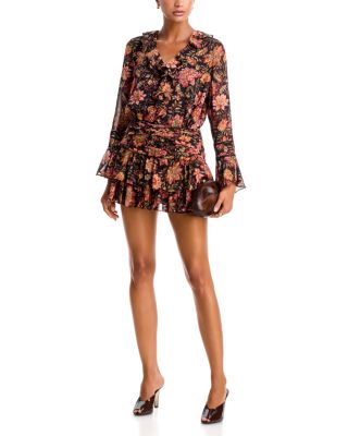 Floral Print Ruffled Long Sleeve Top & Floral Print Ruffled Mini Skirt - Exclusive