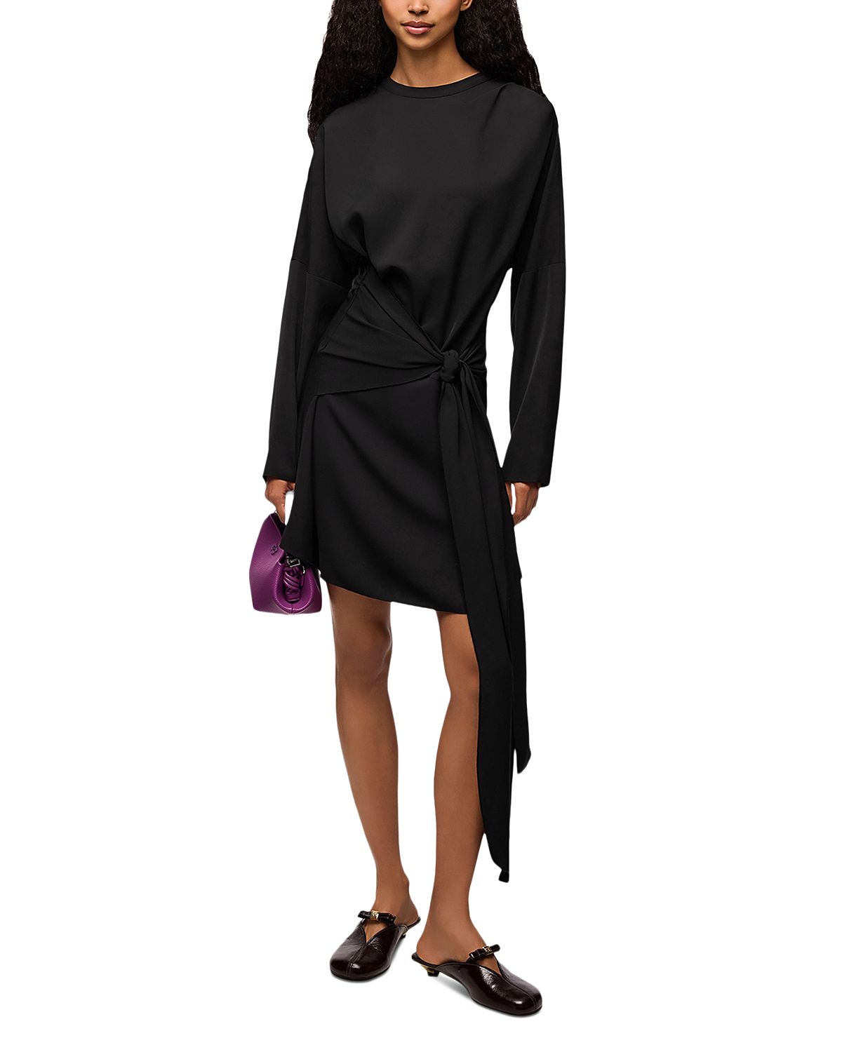 Ganni Cady Crepe Draped Mini Dress
