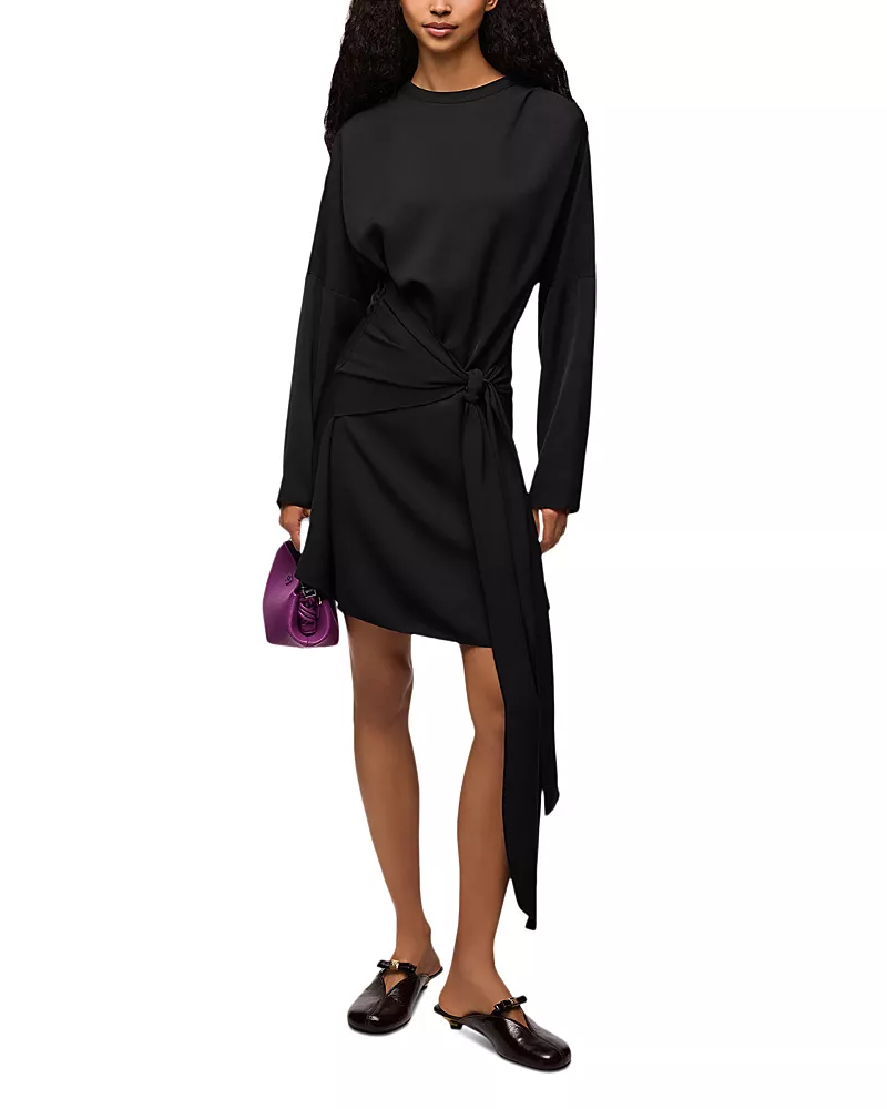 Ganni Cady Crepe Draped Mini Dress