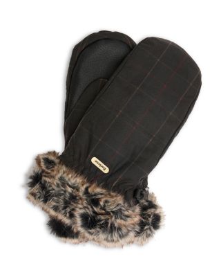 Barbour Tartan Waxed Cotton Mittens