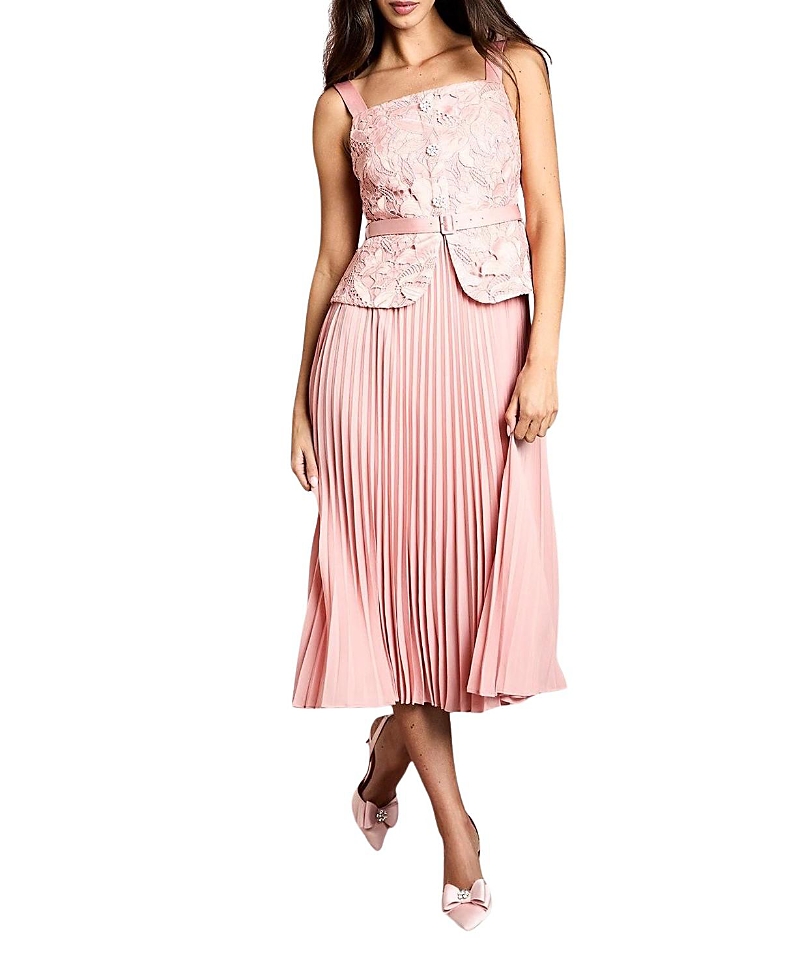 Coast Lace Peplum Belted Midi Dress