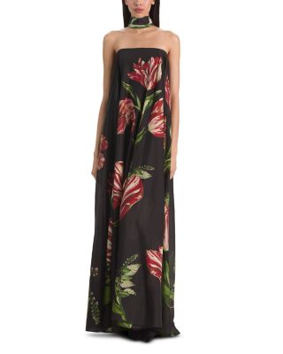 Maricela Strapless Voluminous Maxi Dress and Scarf