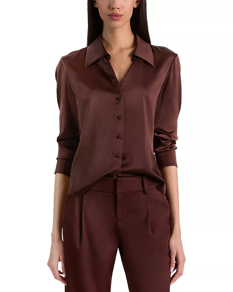 Alice and Olivia Willa 70s Collar Placket Top