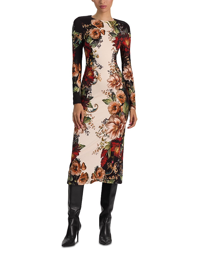 Alice and Olivia Delora Long Sleeve Midi Dress