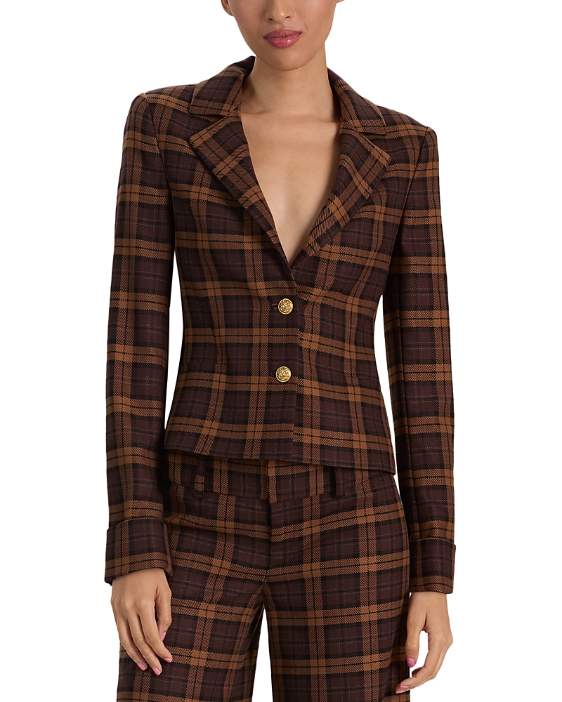 Alice and Olivia Macey Shrunken Roll Cuff Notch Collar Blazer