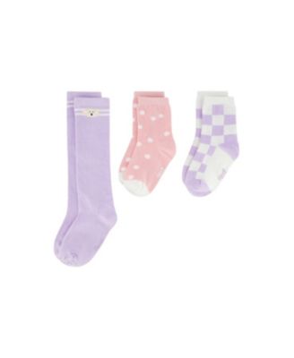Girls' 3-Pair Poodle Polka Dot Check Socks - Little Kid, Big Kid