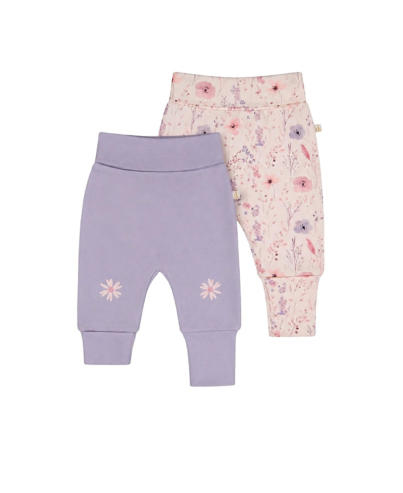 Deux par Deux Girls' Two Pack Organic Cotton Evolutive Pants Printed Flowers - Baby