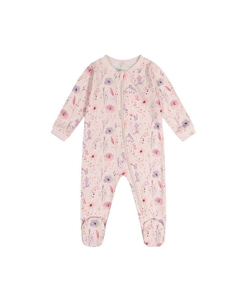 Deux par Deux Girls' Organic Cotton Floral Front Zipper Footed One Piece Pajama - Baby