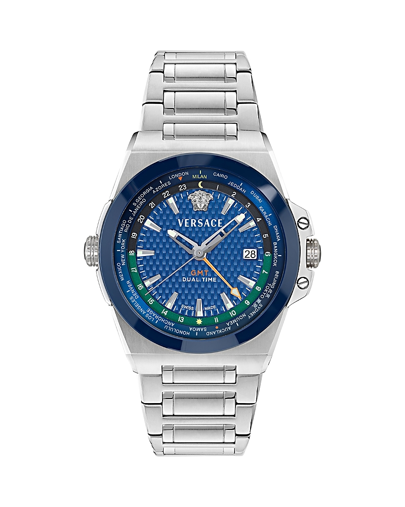 Versace Greca Reaction Gmt Bracelet Watch, 41mm