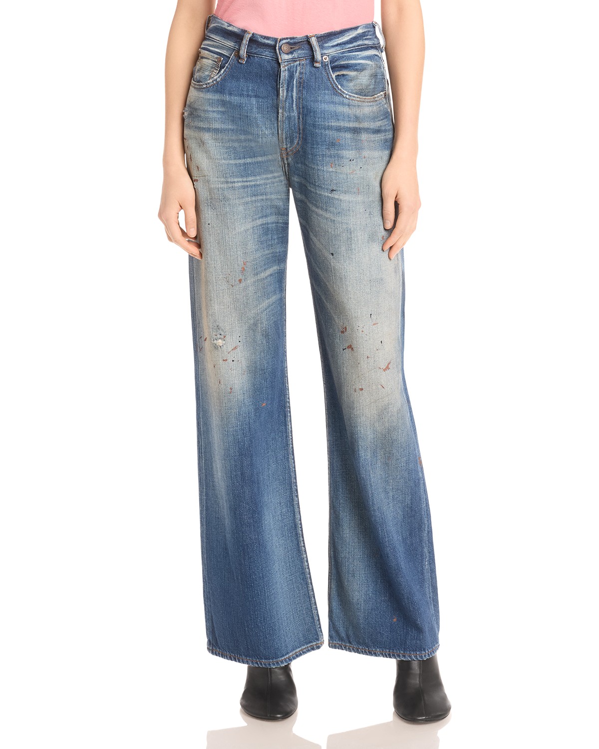 Acne Studios 2021F Mid Rise Wide Leg Jeans in Mid Blue