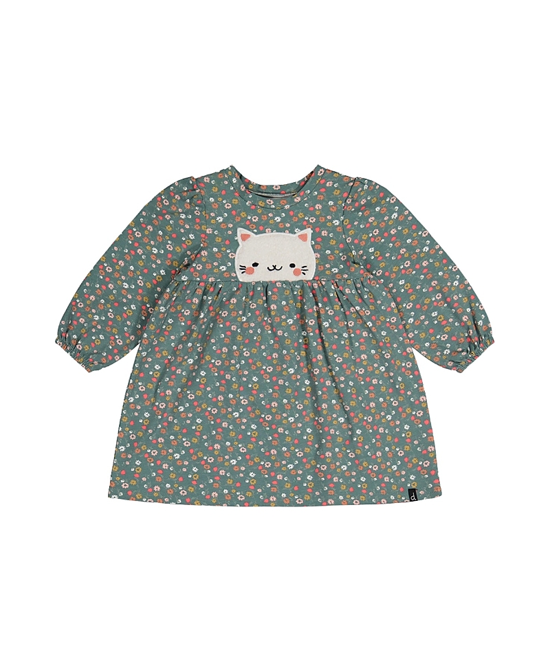 Deux par Deux Girls' Organic Cotton Fleece Cat Gathered Skirt Dress - Little Kid
