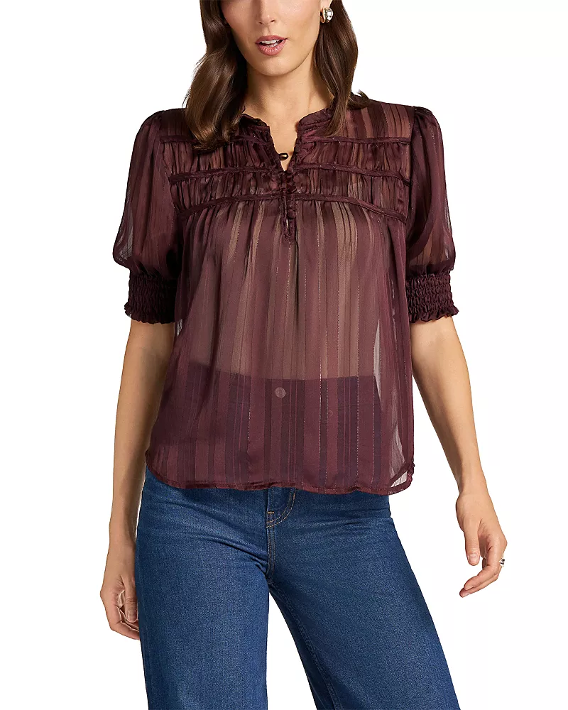 Matty M Indie Smocked Metallic Top