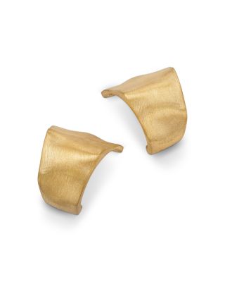 Brushed Wave Hoop Earrings in 14K Yellow Gold